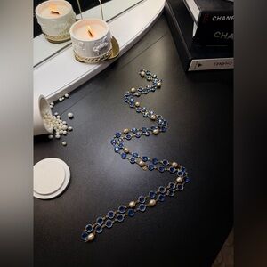 ❗️RESERVED MARIA❗️24K gold plated CHANEL vintage sautoir pearl blue gripoix 1981